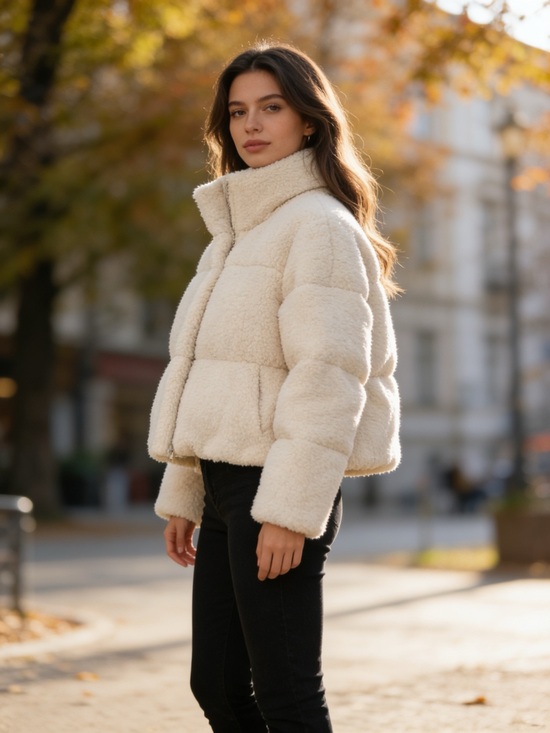 Joie Jackets & Blazers - Joie Sherpa Teddy Jacket Cream Cropped Cozy Puffer M